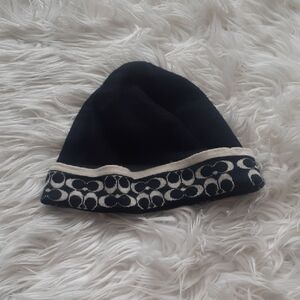 Coach Signature C Logo Beanie Black & Ivory